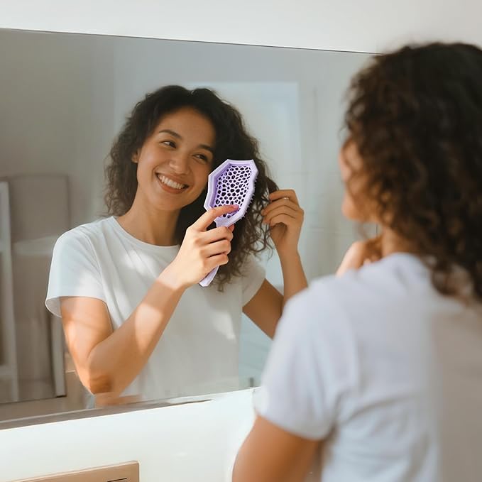 AIMIKE Glacier Detangling Brush, Pain-Free Detangler Brush for Curly Hair Wet & Dry Use, Glide Through Tangles with Ease, Vented Hairbrush for Women's 2c to 4c Curls, Purple