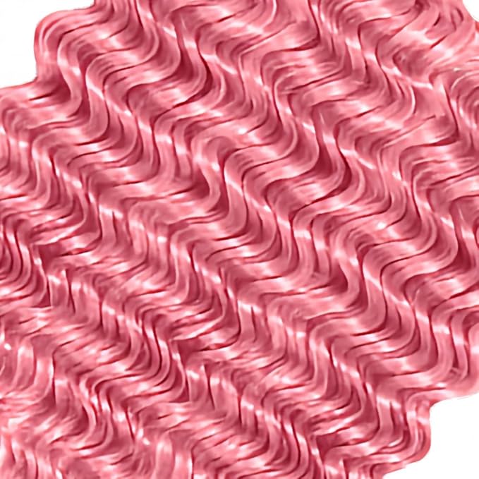 28 30 32 Inch Pink Deep Wave Bundles Human Hair Light Pink Bundles 8A Peruvian Virgin Remy Hair Extensions Double Weft Real Pure Pink Hair Weave