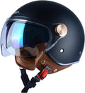 Open Face Motorcycle Helmet for Adults, DOT Approved,3/4 Retro Vespa Helmet, Dual Visors Men's and Women's Motorbike Casco for Moped Cruiser Bobber and Chopper