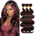 20 20 20 Inch Highlight Bundles Human Hair Red Body Wave Bundles Niegmeag 2 Tone Black and Burgundy Body Wave Bundle Brazilian Virgin Remy Hair Extensions