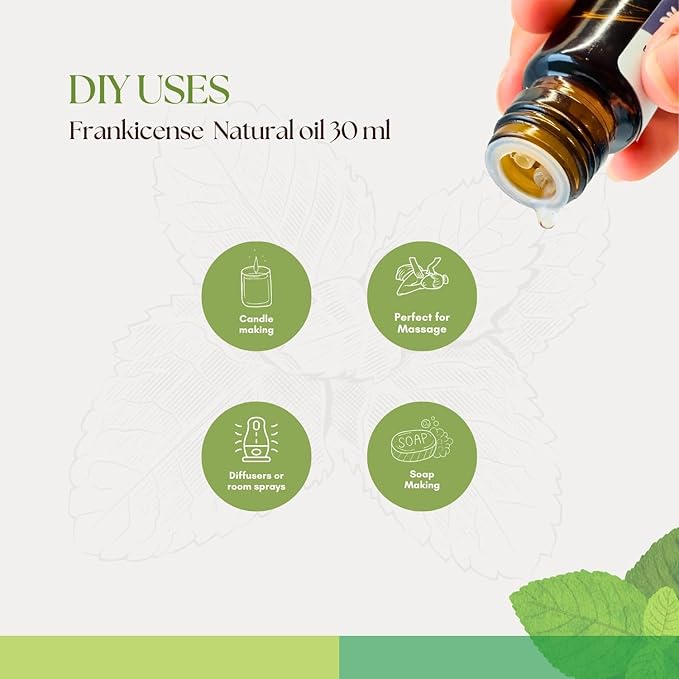 Roots & Above Pure Frankicense Essential Oil – 99% Natural Cold-Pressed Oils for Aroma, Skin, Face, Hair, Diffuser, Massage, Soap, DIY & Candle Making Scent - 1.01 Oz/30ml