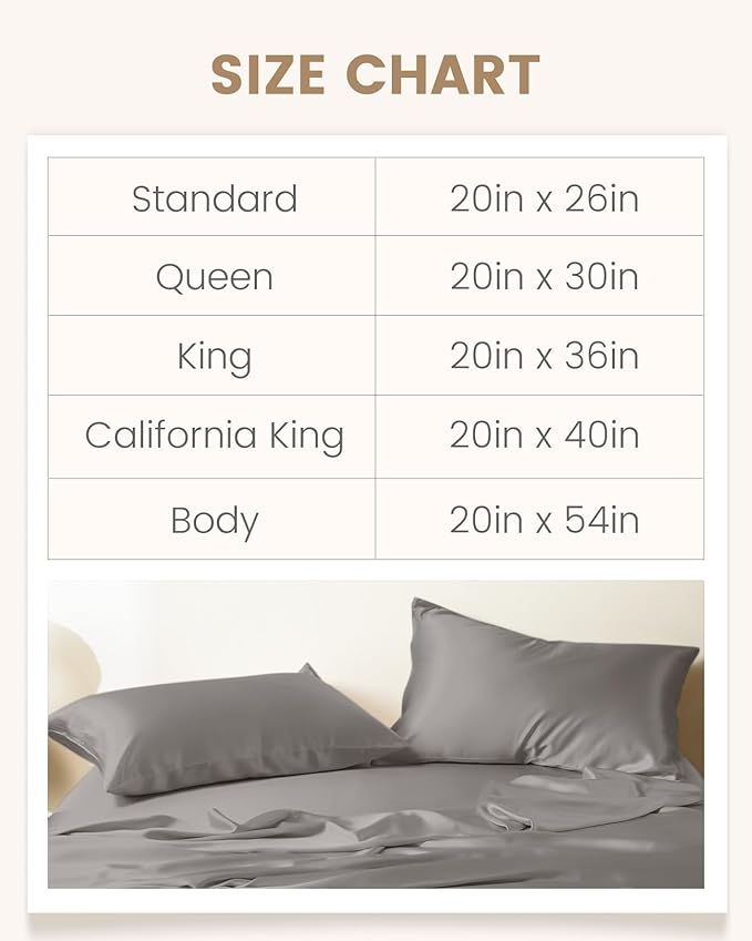 THXSILK Set of 2 Mulberry Silk Pillowcases for Hair and Skin, 100% Mulberry Silk Bed Pillowcase with Hidden Zipper, Silk Pillow Covers Soft Breathable Smooth, Silk King Pillow Case (Grey)
