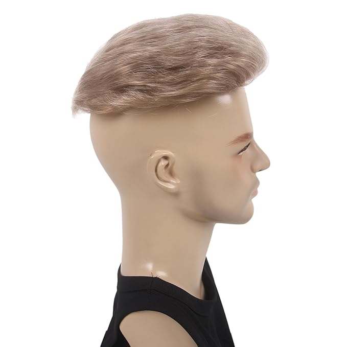 H&Bwig Men Short Toppers Hairpiece Clip in Hair Extensions for Covering White Loss Hair Toupee (Blonde6060#8-26-613)