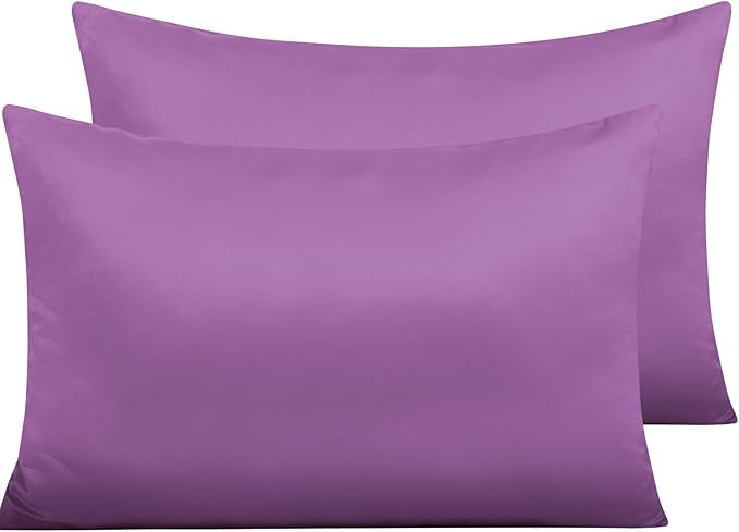 NTBAY Zippered Satin Pillow Cases for Hair and Skin, Luxury Queen Hidden Zipper Pillowcases Set of 2, 20x30 Inches, Purple