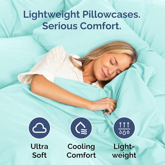 King Pillow Cases - 4 Pack - Super Soft Pillowcase Covers - Envelope Enclosure - Hotel Quality Pillow Protectors - Wrinkle Free, Shrink and Stain Resistant - Machine Washable - 20" x 40" (Spa Blue)
