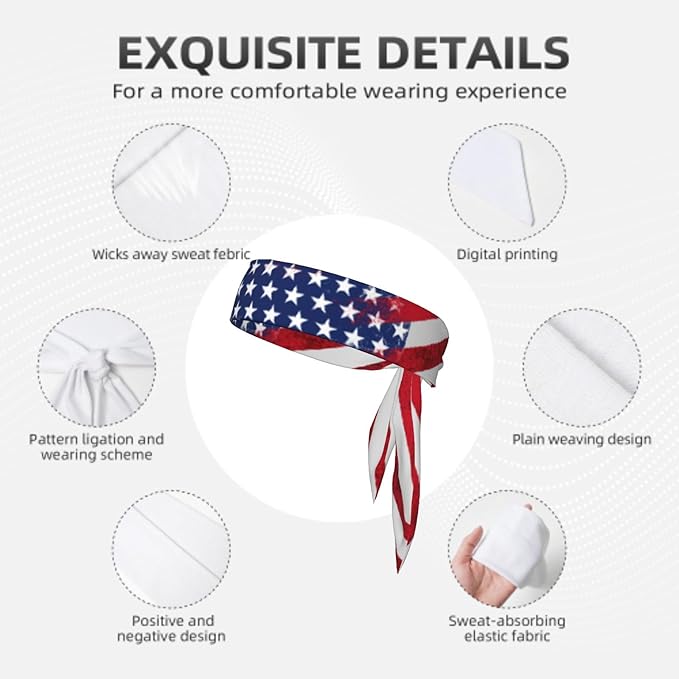 Sports Tie Headband Bandana Running Athletic Sweat Band Elastic Adjustable Sport Head Tie for Men Women Head Ties Ninja Tie Headbands Tennis Sweatbands Soccer Basketball Teams Running Head Band