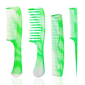 Hair Comb Set - Green, Wide-Tooth, Fine-Tooth, Rat Tail, and Dual Comb for Men and Women