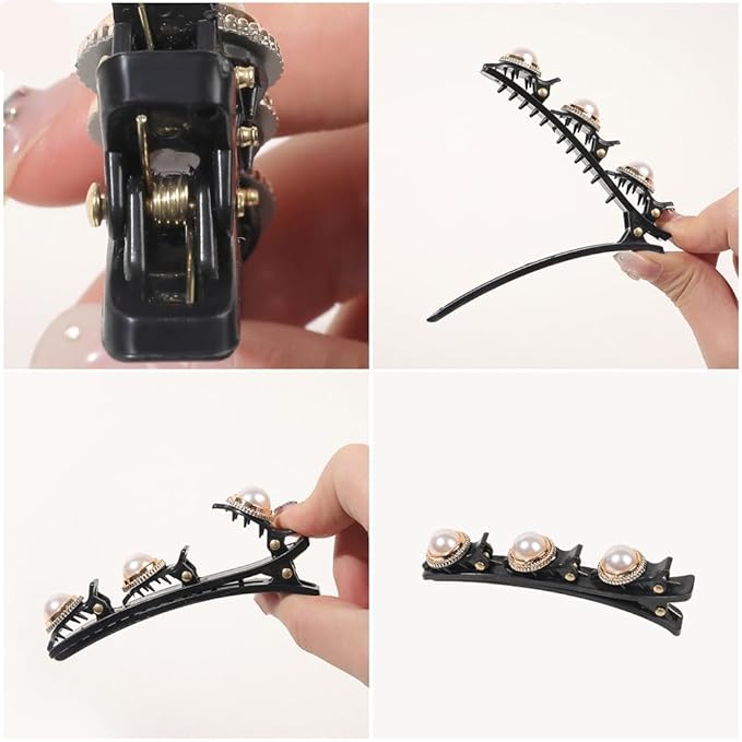 12PCS Sparkling Crystal Stone Braided Hair Clips, Braided Hair Clips for Women and Girls, Shiny Flower Rhinestone Hair Clip, Braided Duckbill Hair Clip With Crystal Hair Accessories for Styling