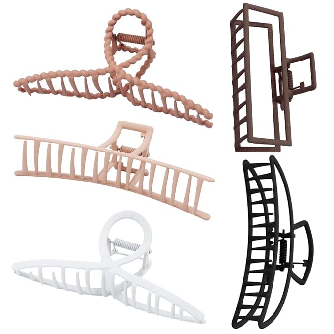 Large Metal Hair Clips for Thick and Long Hair - Butterfly Claw Clips and Big Jaw Clamps for Hair Styling, Accessories for Women (5 Colors)