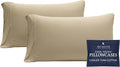 Beckham Hotel Collection Cooling Pillowcases for Hot Sleepers, King Size Set of 2, Cool Bedding, Envelope Closure, Silky Soft, Breathable, Moisture-Wicking, Sand