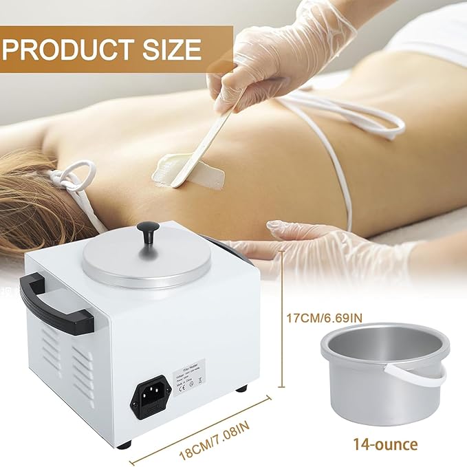 Podoy Wax Warmer for Hair Removal, Professional Single Wax Warmer Pot Melter Heater with Adjustable Temperature Set, Home Spa & Salon Electric Waxing Machine with 200pcs Sticks