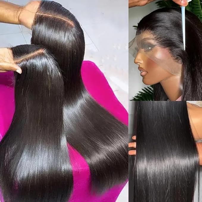 18 Inch Lace Front Wigs Human Hair 13x6 Straight Lace Front Wigs Human Hair Pre Plucked Glueless Wig HD Lace Front Wigs for Black Wome 200 Density Natural Color