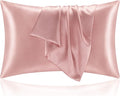 BEDELITE Satin Pillowcase for Hair and Skin, Super Soft and Cooling Similar to Silk Pillow Cases 2 Pack with Envelope Closure, Gift for Women Men(20"x30" Queen Size, Rose Pink)