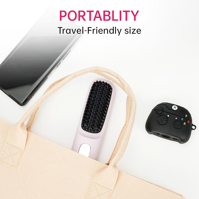 2025 Upgraded Cordless Hair Straightener Brush for Travel, 200 Million Negative Ionic Portable Hair Straightener Comb for Women with LED Display & 3 Temps Fast Heating MCH Ceramic Coating Smooth Frizz