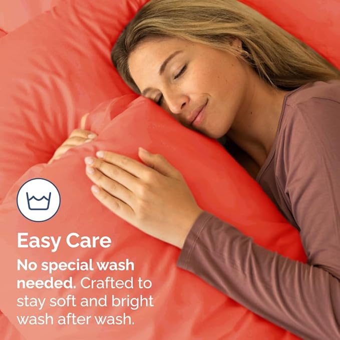 King Pillow Cases Set of 4 - Ultra Soft Hotel Quality Pillowcase Covers - Comfy, Cozy & Wrinkle Free - Shrinkage, Stain and Fade Resistant - Machine Washable Pillow Protectors - 4 Piece Set - Coral