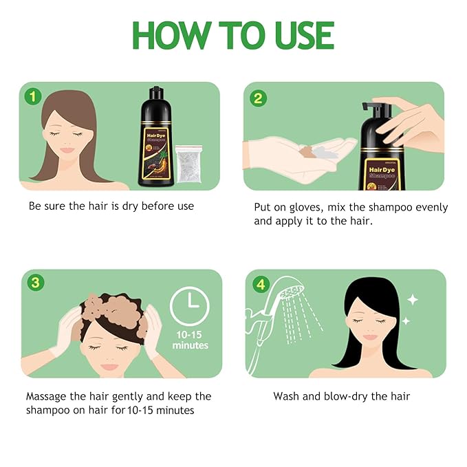Hair Dye Shampoo 3 in 1, Chestnut Brown Hair Dye 16.9 FL Oz, Hair Shampoo, Semi-Permanent Hair Color Shampoo, Lasts 30 Days (Chestnut Brown)