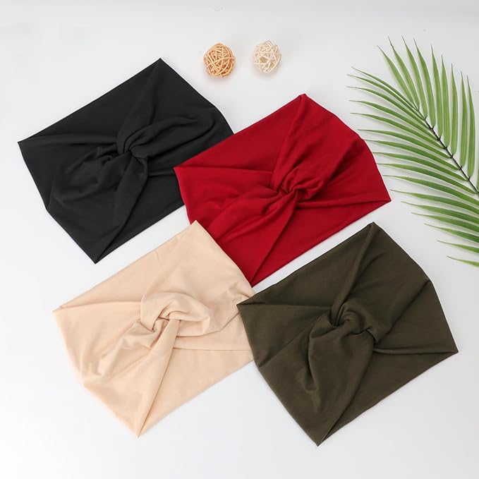 DRESHOW 6 Pack Extra Wide Headbands for Women Large Turban Headband Boho Head Wrap Elastic Hairbands Hair Twisted Knot Hair Accessories