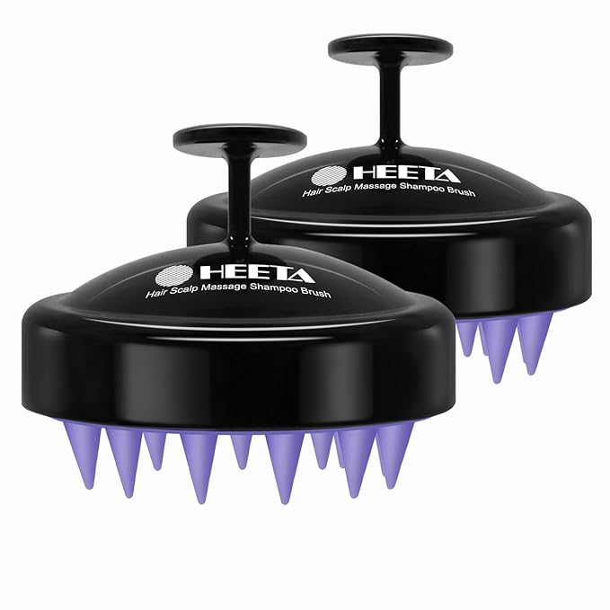 HEETA Scalp Massager Hair Growth 2-Pack, Soft Silicone Scalp Scrubber Shampoo Brush for Exfoliation Dandruff Removal Head Massage Stress Relax, Wet & Dry Use for Women Men Thick Thin Curly Hair Care