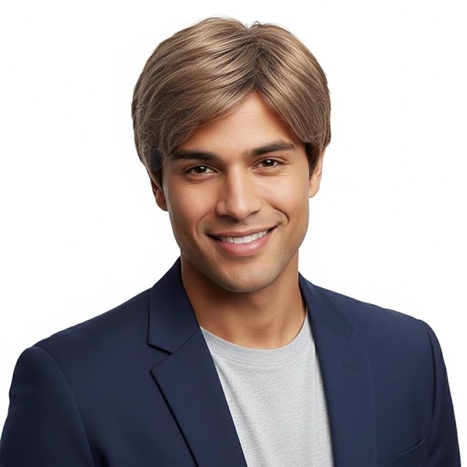 H&Bwig Men Short Toppers Hairpiece Clip in Hair Extensions for Covering White Loss Hair Toupee (Blonde)