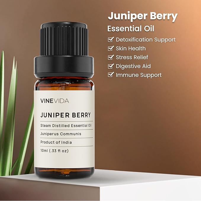 VINEVIDA Juniper Berry Essential Oil 10 mL - Undiluted Candle Scent DIY Scents for Candlemaking Soap Making Safe Skin,4OZV-OBP-JUN-IND-10ML
