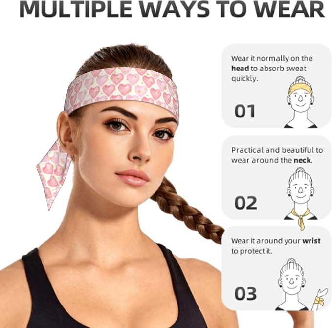 Sports Tie Headband Bandana Running Athletic Sweat Band Elastic Adjustable Sport Head Tie for Men Women Head Ties Ninja Tie Headbands Tennis Sweatbands Soccer Basketball Teams Running Head Band