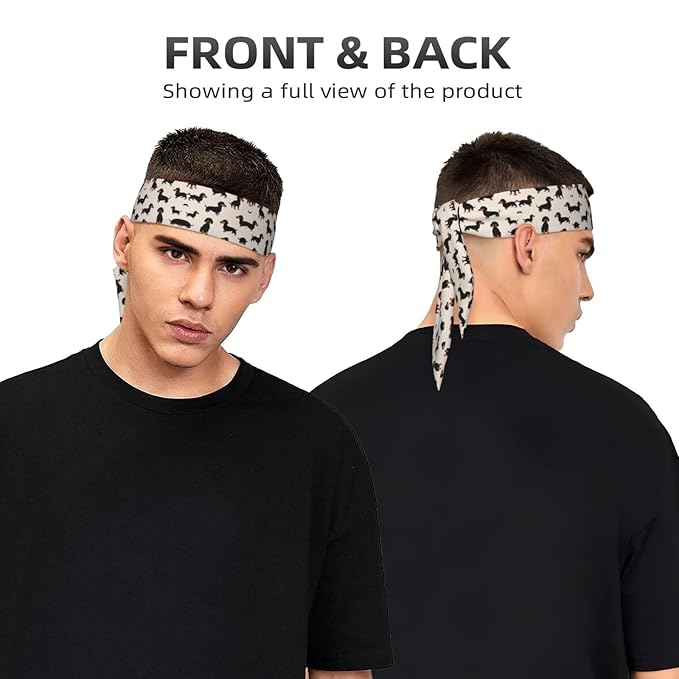 Men's Women Cartoon Dachshund Weiner Dog Pet Dogs Sports Sweatband Multifunction Lovely Head Band Headdress for Yoga Travel Spa