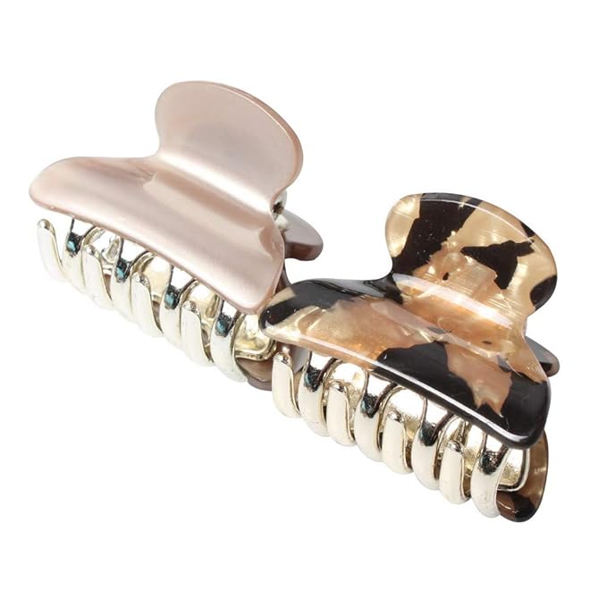 1.57 inch Floral Printed Small Acrylic Hair Claw Clips for Girls and Women,Plastic No-Slip Grip Jaw Hair Clip Hair Jaw Clamp,Pack of 12 (Color C)