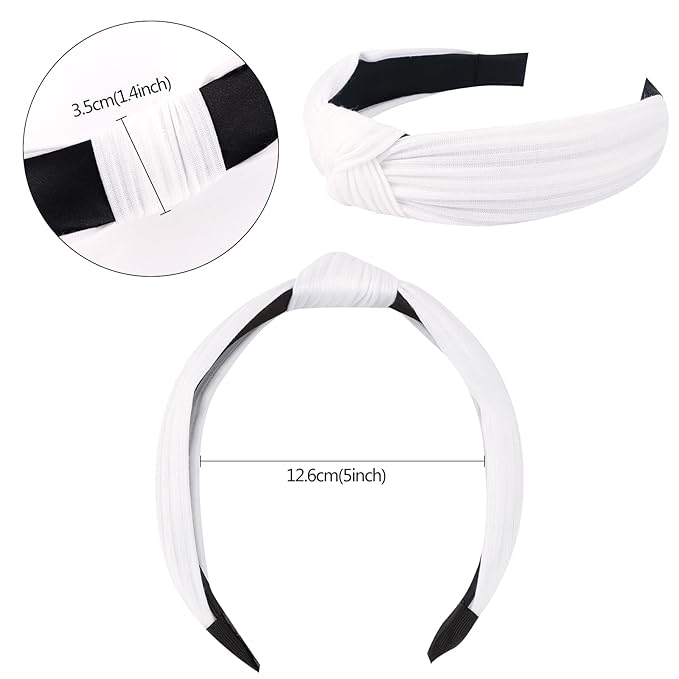 VELSCRUN Headbands for Women 7 Pcs Different White Fashion Knotted Solid Head Bands Pearl Headband Non Slip Hair Band for Womens Gilrs Thin Thick Short Hair Face Wash Hair Accessories