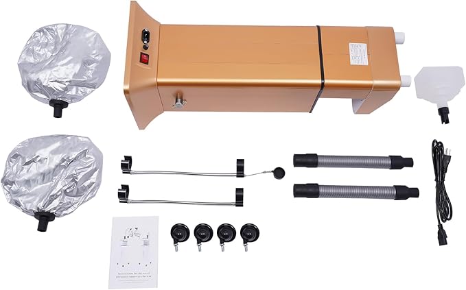 Nano Hair Steamer Professional Ozone Hair Steamer 650W 110V Multifunctional Hair Dyeing Machine with Timer & Adjustable Temperature, Standing Micro Mist Hair Processor for Beauty Salon (Gold)