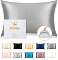 SilkSilky 100% Mulberry Silk Pillowcase - Pure 22 Momme High-Grade 6A Fibers for Hair & Skin, Envelope Closure, Natural, Organic, Breathable & Cooling Pillow Case (King, Silver)