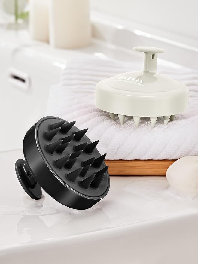 HEETA Scalp Massager Hair Growth 2-Pack, Soft Silicone Scalp Scrubber Shampoo Brush for Exfoliation Dandruff Removal Head Massage Stress Relax, Wet & Dry Use for Women Men Thick Thin Curly Hair Care