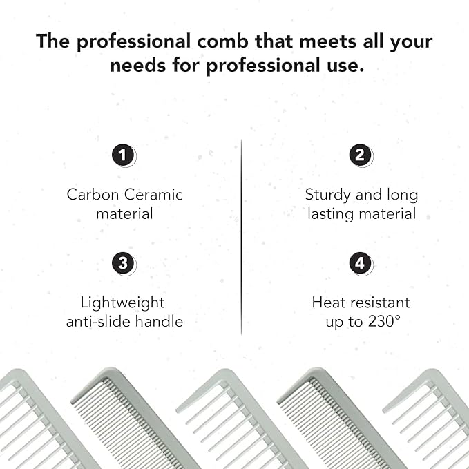 Gentlemen Republic Cutting Comb Men 1 Pc (I0110209) – Made with Carbon Ceramic Material, Lightweight Anti-Slide, Heat Resistant Up to 230°C / 450°F for Professionals & Stylist