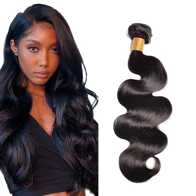 Bundles Human Hair Color 1B Body Wave Bundles Brazilian Virgin Soft and Silky Remy Hair Single Bundle 16 Inch Double Weft Natural Black Body Wave Bundle Hair Weave 100g