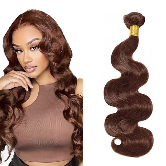 Color 4 Bundles Human Hair Brown Body Wave Bundles Brazilian Virgin Soft and Silky Remy Hair Single Bundle 22 Inch Niegmeag Chocolate Brown Body Wave Bundle 100g