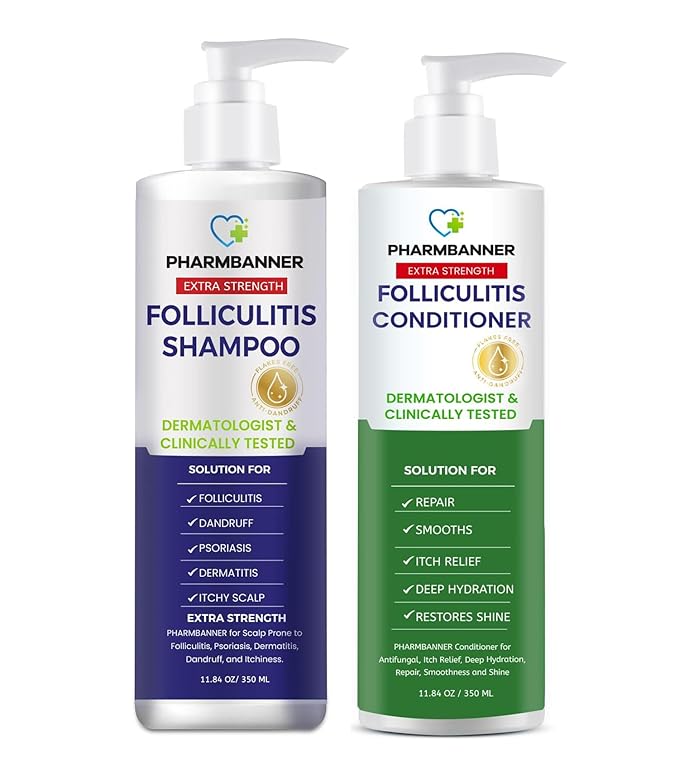 Anti-Fungal Shampoo and Conditioner Set – Tea Tree & Argan Oil for Folliculitis, Seborrheic Dermatitis, Scalp Psoriasis – Relieves Itchy, Flaky, Dry Scalp – Sulfate & Paraben Free