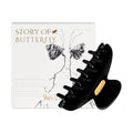 Acetate Hair Clip for Women, SHE'S FREE STYLE JUST FOR YOU [2024 New] Premium Tortoise Shell Hair Claw Clips, Butterfly Hair Accessory (Black-3.4")