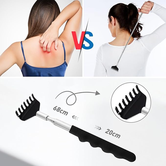 Head Massager Back Scratcher, 20 Fingers Head Scratcher Scalp Massager & Extendable Back Scratcher for Men Women, Christmas Gift Stocking Stuffers for Deep Relaxation, Stress Relief