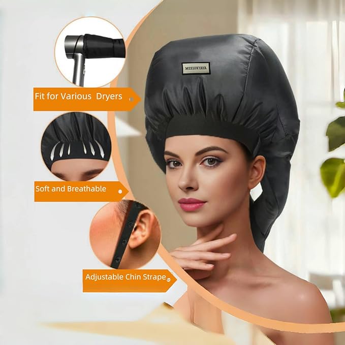 Bonnet Hair Dryer for Curly Hair,Upgraded Double Tubes Even Heat Distribution,Hairstyling Dryer Cap for Women,Diffuser Cap for Curls Hair Portable, Deep Conditioning for All Hairstyles at Home(size M)