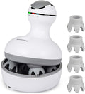 cotsoco Electric Scalp Head & Back Massager, Cordless Hair Massage Waterproof Head Massager with 4 Heads 84 Nodes for Hair Growth, Stress Relief & Deep Clean, Gifts for Mom, White