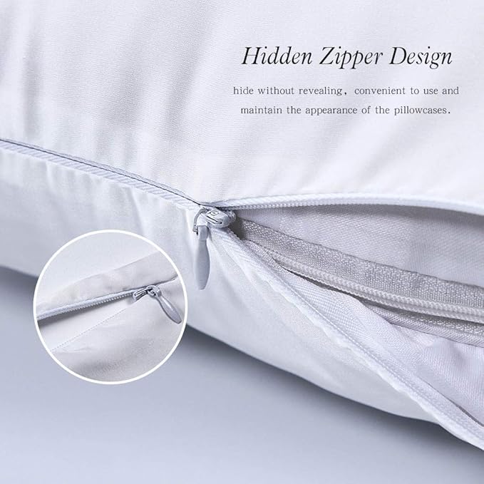 100% Mulberry Silk Pillowcases Set of 2 for Hair and Skin and Super Soft and Breathable Standard Size Nature Silk Pillowcases (Standard, White)