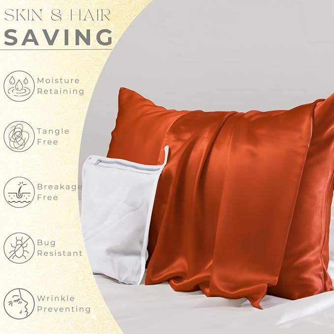 PROMEED 23 Momme Silk Pillowcase for Hair and Skin, Both Sides Upgraded Grade 6A+ Mulberry Silk Pillow Case with Zipper, Cooling Pillow Cases for Hot Sleepers (Standard 20"x26", Dusk)