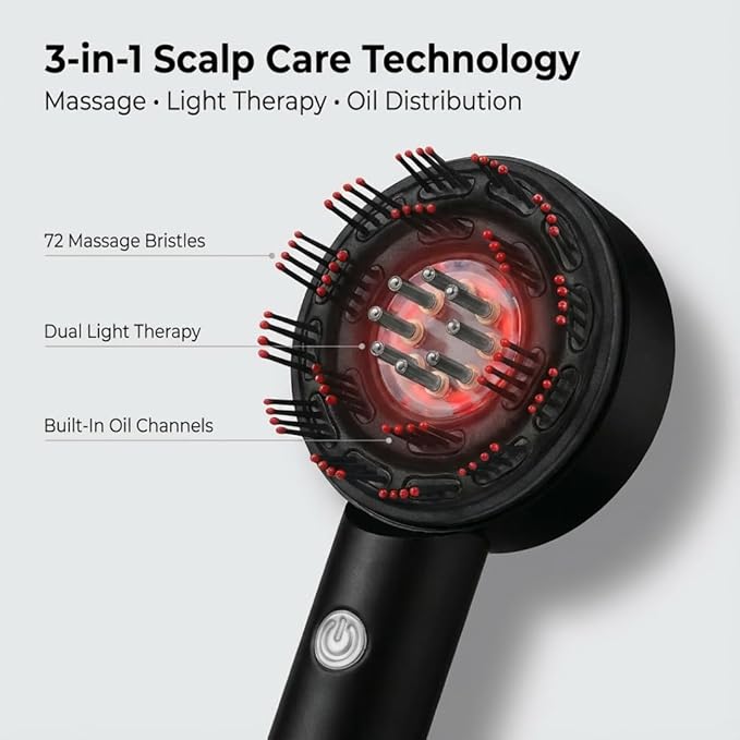 RBX Electric Scalp Massager for Hair Growth – Head Massager for Scalp Stress Relief with Oil Applicator, Dual Infrared Therapy & 3 Modes for Relaxation and Circulation