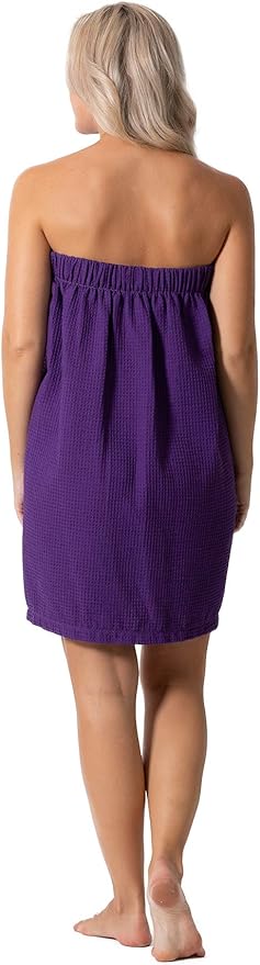 Turkish Linen Women’s Waffle Spa Body Wrap with Adjustable Closure
