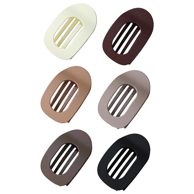 Dodorado Flat Hair Clips,Suerteyay/Hailoyearn Simple Refined Hair Clip, Sturdy Keep No Slip Large Claw Clips,Volume Flat Top Round Clip for Thick or Thin Hair (6p)