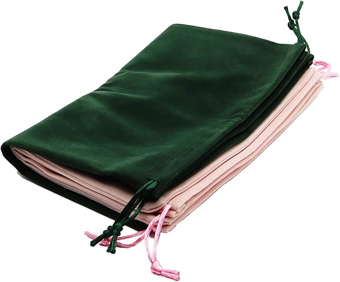 Aestivate 8 Pack Large Velvet Drawstring Pouch, Velvet Bag 8×10 Inch Storage Bag Cosmetics Pouches Dust Bag 8 Pieces (Green)