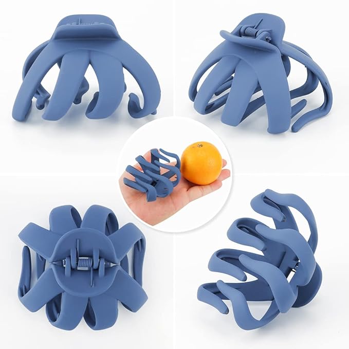 Extra Large Claw Clips for Thick Hair - 5Pcs Jumbo Octopus Hair Clips, 3.15" Big Hair Claws for Women and Girls, Assorted Colors