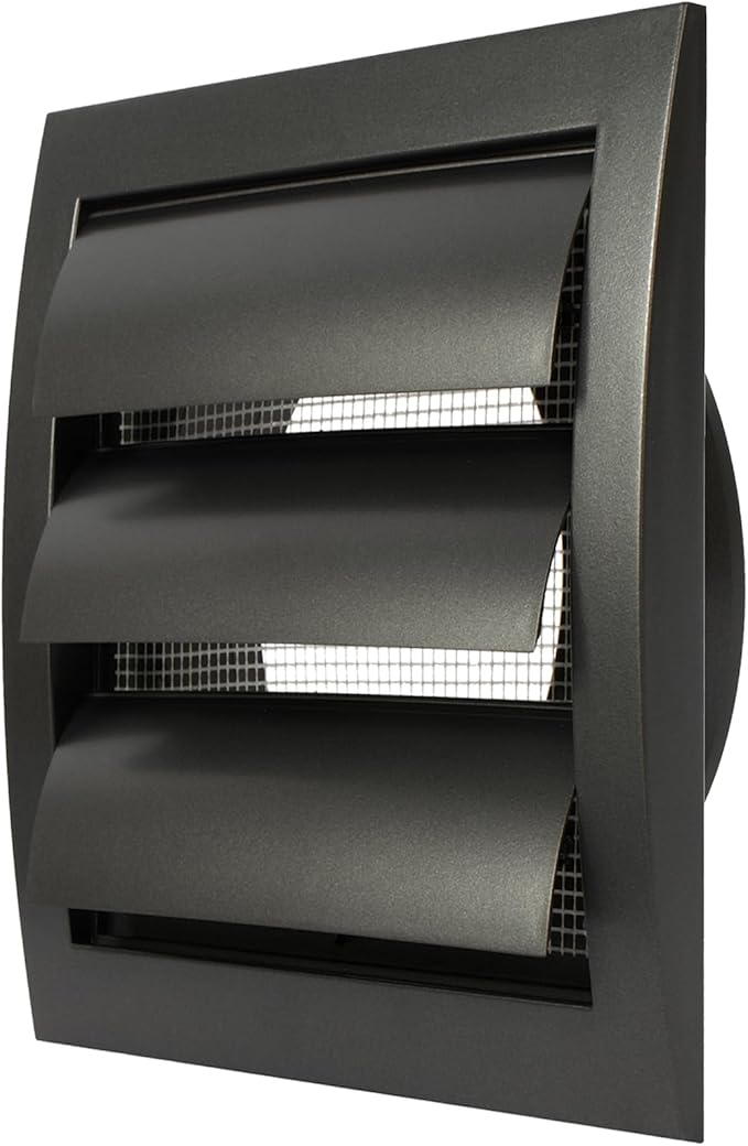 Repa Market 4 Inch Anthracite Dryer Vent Hood/Duct Cover for Walls or Ducting/ABS Plastic Grille with Flaps & Insect Screen/Exhaust and Dryer Vent Covers for Indoor & Outdoor Use