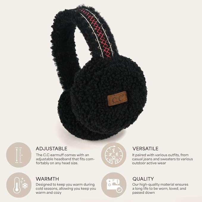 C.C Soft Winter Warm Adjustable Headband Ear Warmer Earmuffs