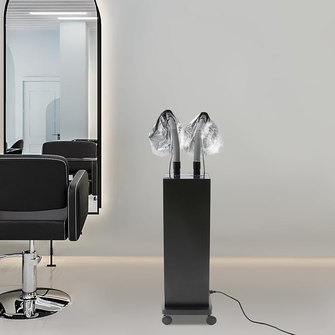 Professional Hair Steamer, 110V 650W Vertical Hair Care Machine Micro Mist Hair Color Processor with Rolling Wheels, Salon Spa Equipment for Home, Barber Shop (Black)