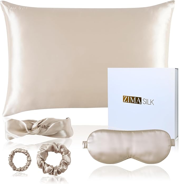 ZIMASILK 22 Momme Silk Pillowcase for Hair and Skin - 100% Pure Mulberry Silk with Hidden Zipper, Grade 6A Luxury Pillow Case for Women, Soft & Durable, Gift Box (Queen 20"x30", Cream)